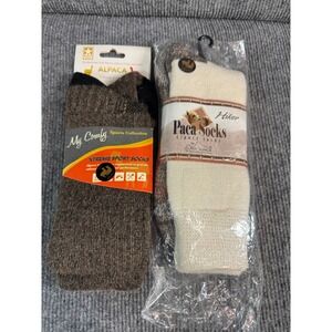 2 Pair Alpaca Socks My Comfy Xtreme Sport Brown L & Alpaca Hiker Natural S